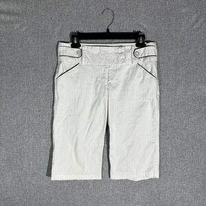 White striped Y2K My Michelle cotton capri shorts with‎ black details